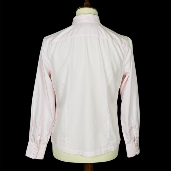 Lands End No Iron Supima Cotton Button Up Blouse Sz PM Blush Pink Career Office - Picture 4 of 7